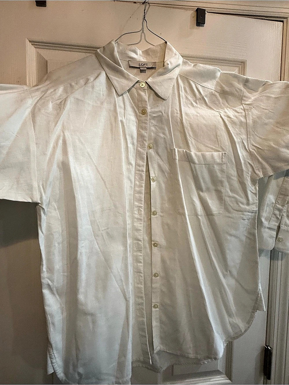LOFT Linen Cotton Button Down Shirt Size Medium